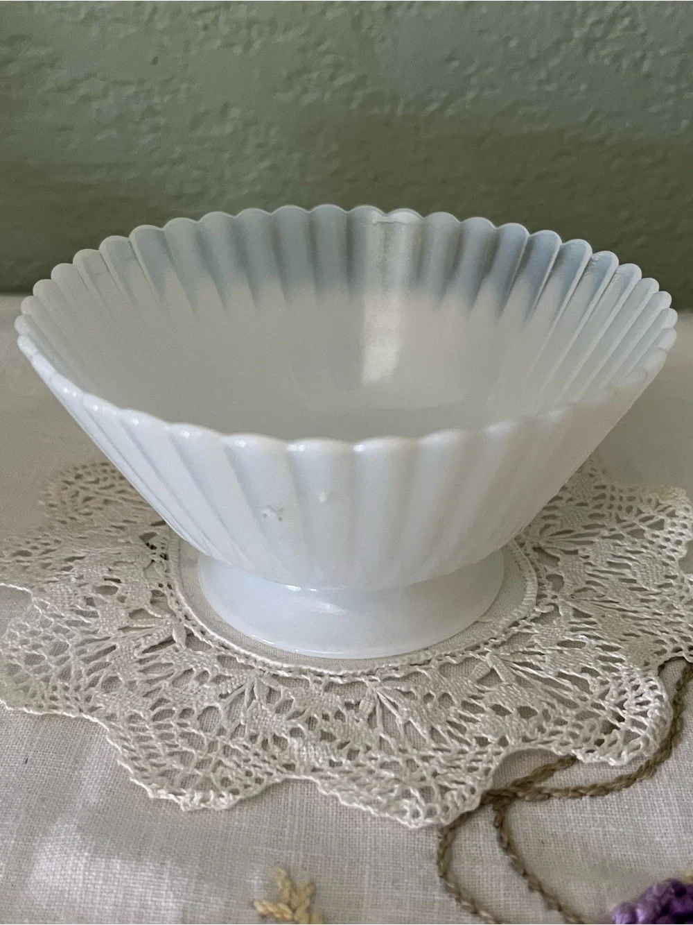Vintage MacBeth-Evans Monax Petalware Footed Sherbet Bowls Set of 4